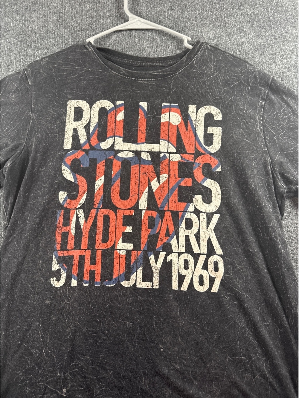 Rolling Stones Hyde Park July 5 1969 Black Distressed Graphic T Shirt Mens M